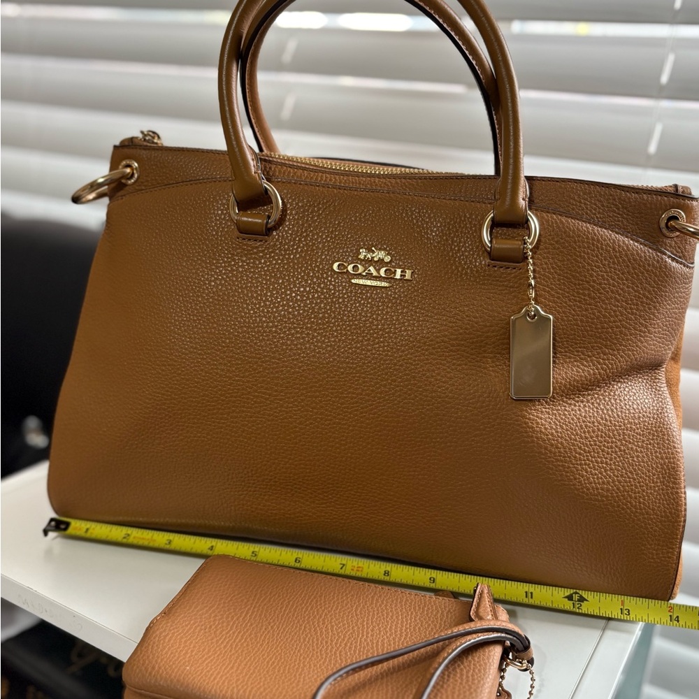 Coach Pebbled Leather Satchel and Wristlet in Brown - Picture 7 of 12
